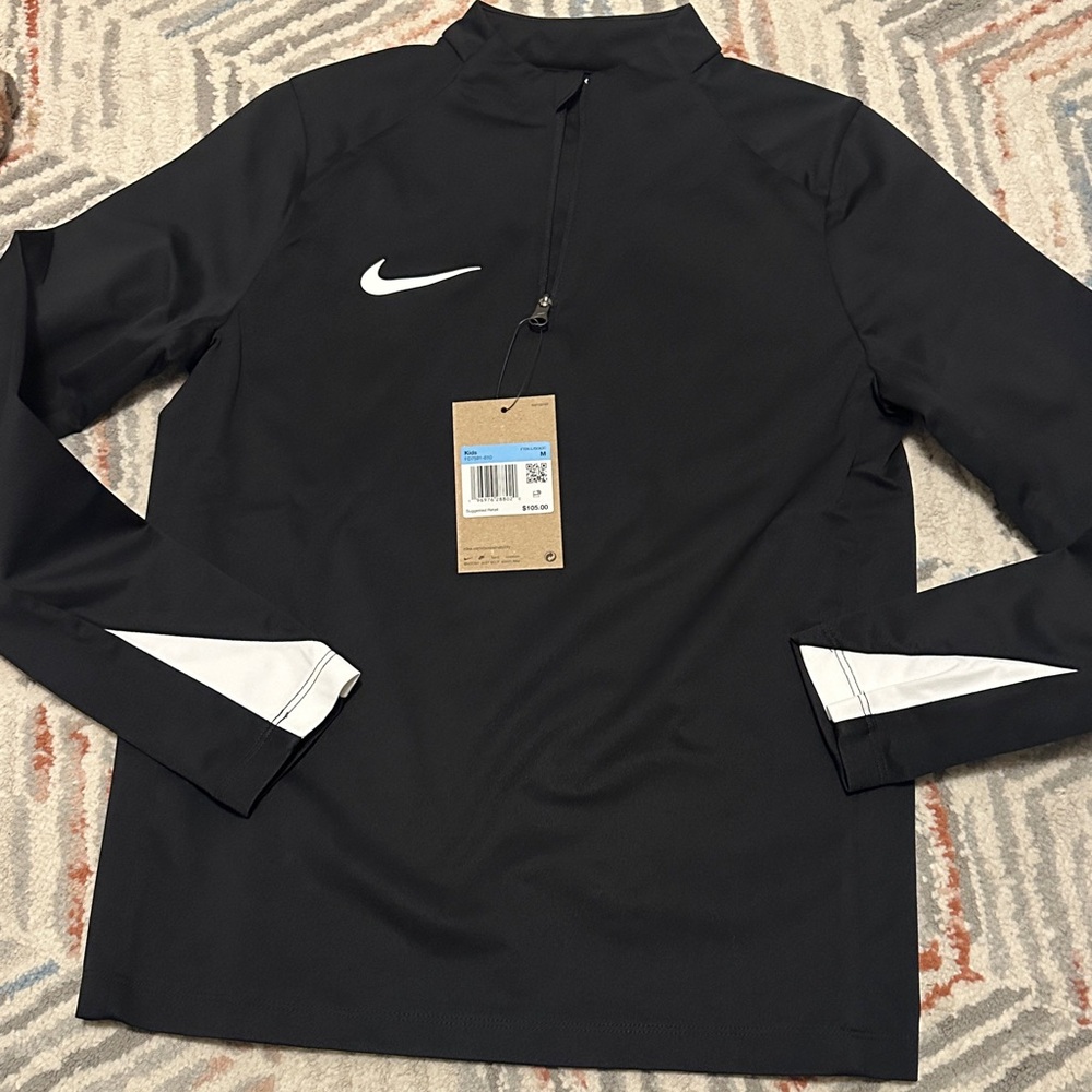 Kids Nike Black and White 1/4 Performance Top